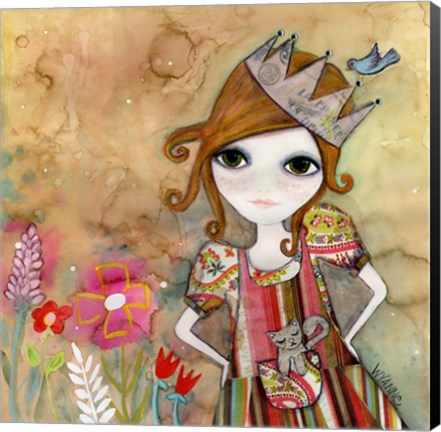 Framed Big Eyed Girl I Am The Queen (No Words) Print