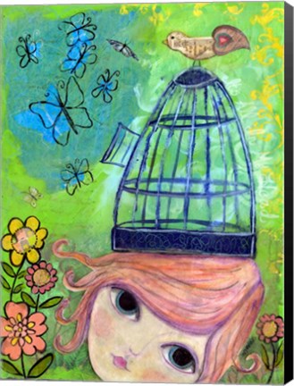 Framed Big Eyed Girl It&#39;s All In My Head Print