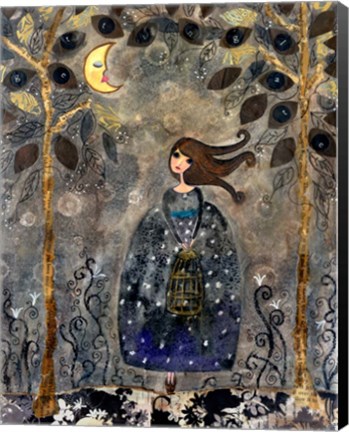 Framed Big Eyed Girl It&#39;s Getting Late Print