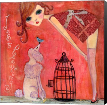 Framed Big Eyed Girl Just Playing Print