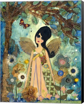 Framed Big Eyed Girl Keeping Each Other Company Print