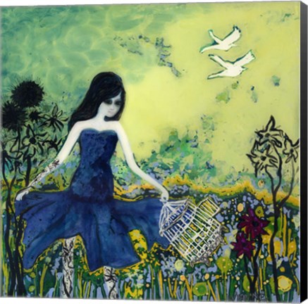 Framed Big Eyed Girl Letting Go Print