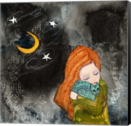 Framed Big Eyed Girl Lucky Stars Print