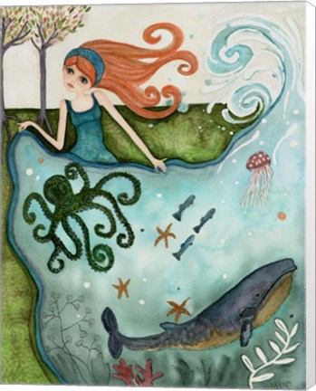 Framed Big Eyed Girl Ocean Dreamer Print