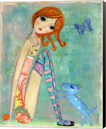 Framed Big Eyed Girl Play Nice Print