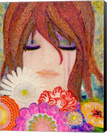 Framed Big Eyed Girl Reflections Print