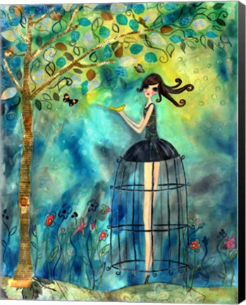 Framed Big Eyed Girl Second Thoughts Print