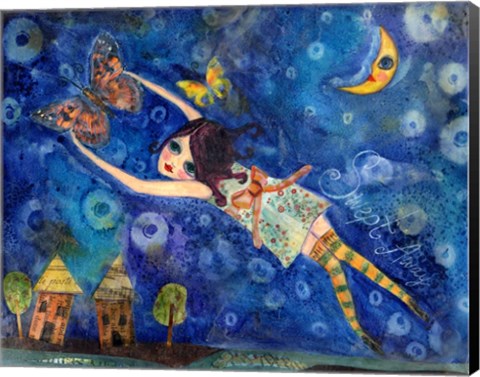 Framed Big Eyed Girl Swept Away Print