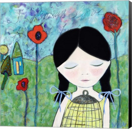 Framed Big Eyed Girl Wish Print