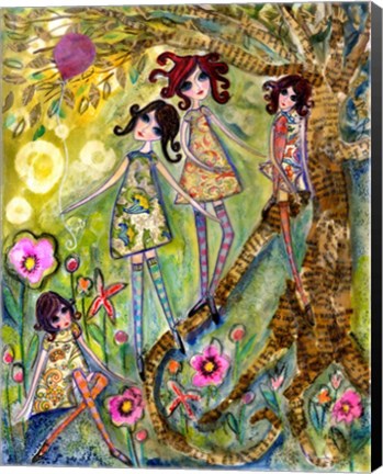 Framed Big Eyed Girls One Fell Down Print
