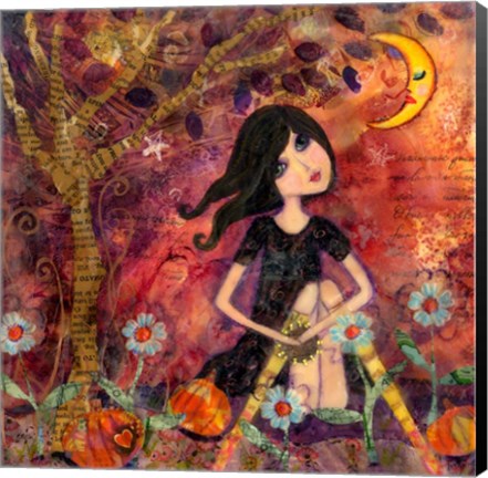 Framed Big Eyed Tambourine Girl Print