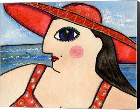 Framed Big Fashion Diva At The Beach Print