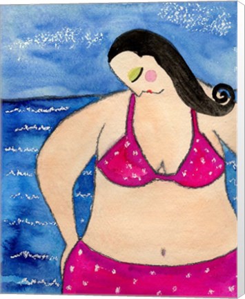 Framed Big Shy Diva At The Beach Print