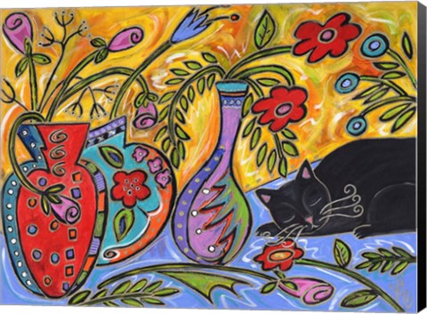 Framed Flower Shop Catnap Print