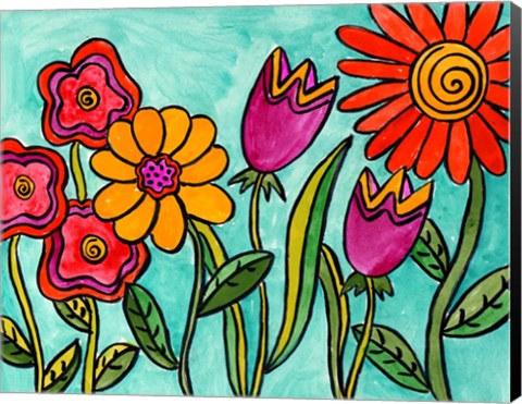 Framed Funky Flowers Print