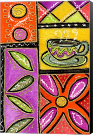 Framed Happy Coffee &amp; Flowers Print