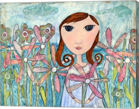 Framed Just One Flower Big Eyed Girl Print