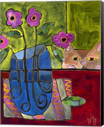 Framed Peek A Boo Kitty Cat Print