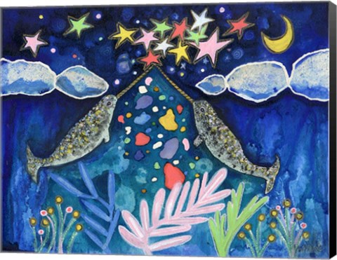 Framed Stargazing Narwhals Print