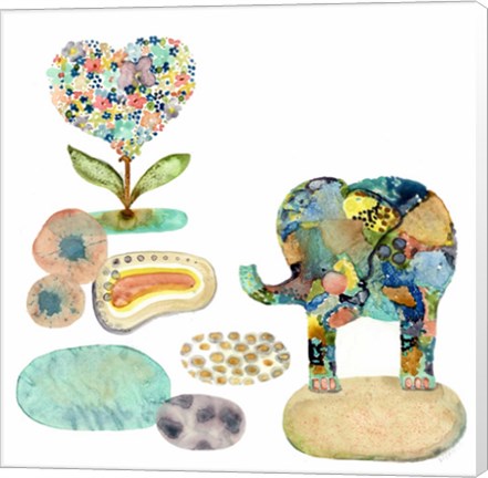 Framed Stepping Stones Elephant Print