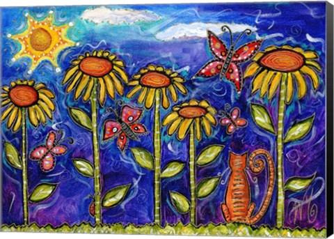 Framed Sundown Sunflowers Print