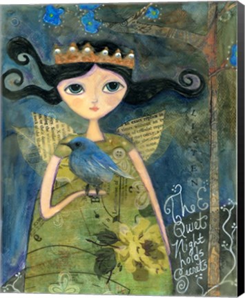 Framed Quiet Night Holds Secrets Big Eyed Girl Print