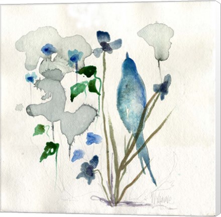 Framed Bluebird Raindrops Print