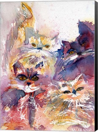 Framed Four Kitties Print