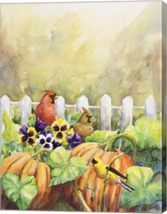 Framed Cardinals in Pumpkin Patch Print