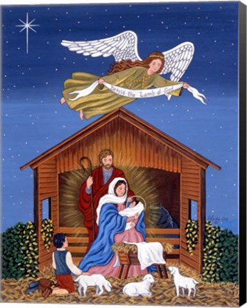 Framed Primitive Nativity Print