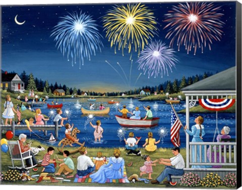 Framed Lakeside on the Fourth Print