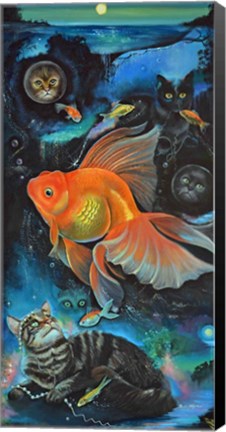 Framed Cat Nipping - Cat Tripping Print