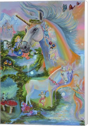 Framed Rainbow Unicorns Print