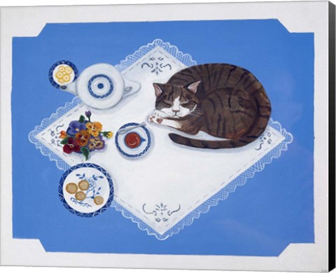 Framed Tabby Loves Breakfast Print