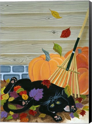 Framed Playing In The Leaves Print