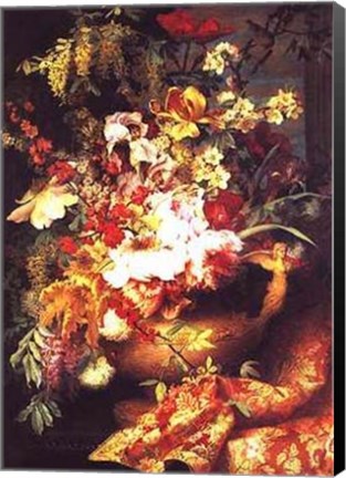 Framed caroline Escallier - Panneau de Fleurs Dans un Vase Print