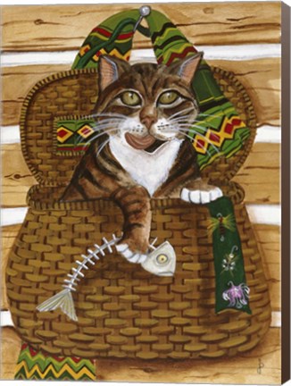 Framed Look What&#39;s In The Fishing Creel Print