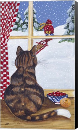 Framed Rudolpha Watching Out The Window Print