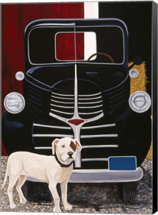 Framed Virgil In Front Of The Ranch Truck Print