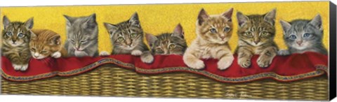 Framed Eight Kittens In Basket Print