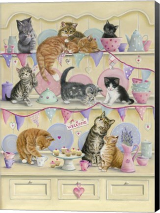 Framed Kittens On Dresser Print