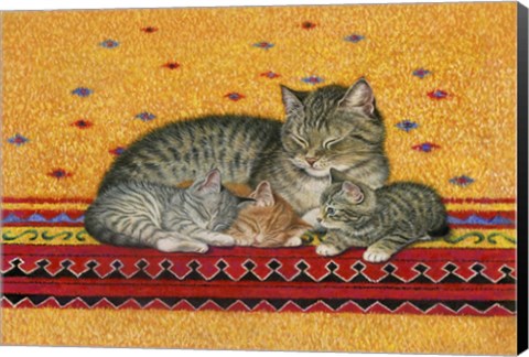 Framed Mother And Kittens Print