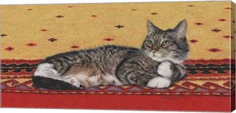 Framed Sam On Patterned Rug Print