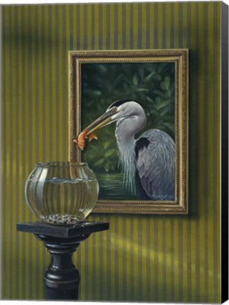 Framed Heron And Goldfish Print