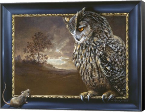 Framed Eagle Owl And Mouse Print