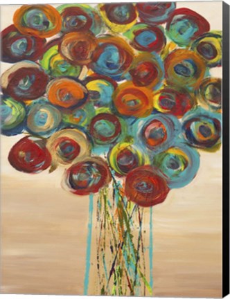 Framed Abstract Flowers 1 Print