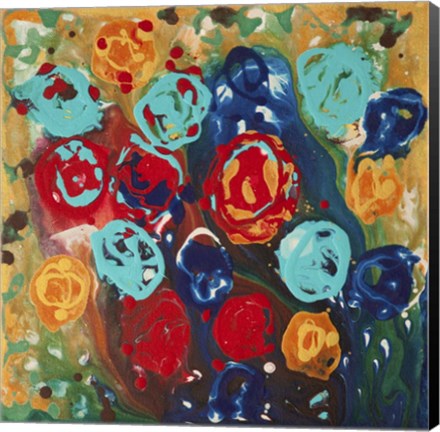 Framed Abstract Flowers 3 - Canvas 1 Print