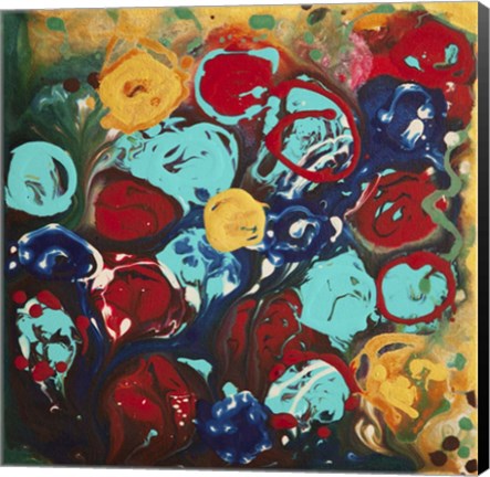 Framed Abstract Flowers 3 - Canvas 3 Print