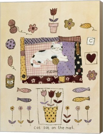 Framed Cat Sat on the Mat Print