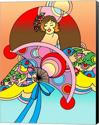 Framed Art Deco Fan Lady Print